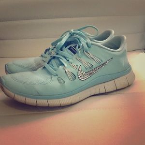 Nike free 5.0 size 9 with diamond Nike swoosh